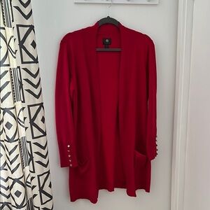 JM Collection Vibrant Red Cardigan M